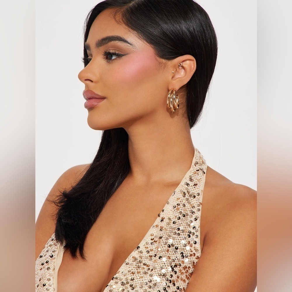 Fashion Nova Gold Polished Triple Hoop Earrings